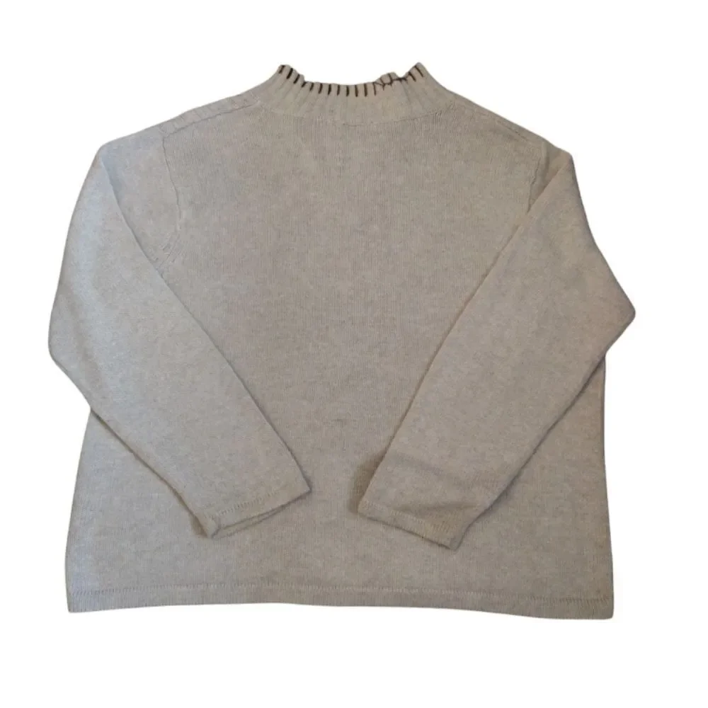 VTG 90s Beige Ugly Christmas Embroidered Quarter Zip Sweater 2X - Picture 12 of 15